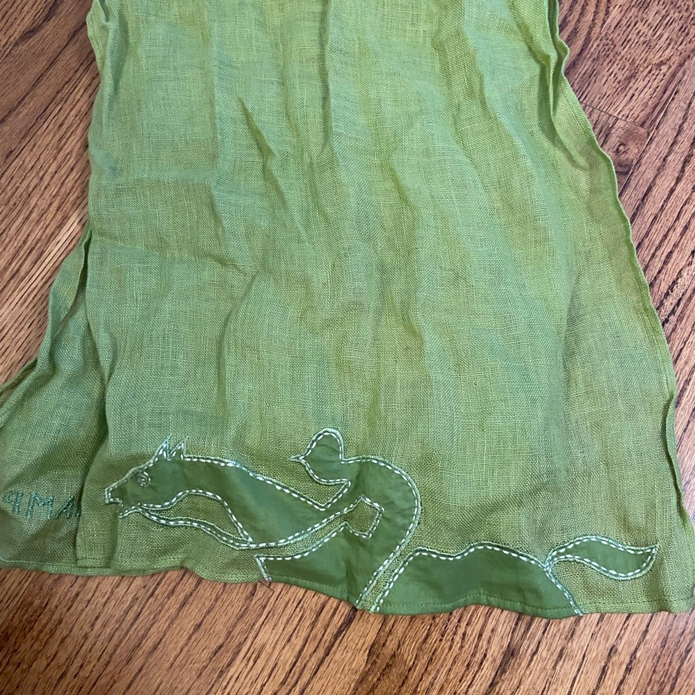 Longchamp green linen scarf